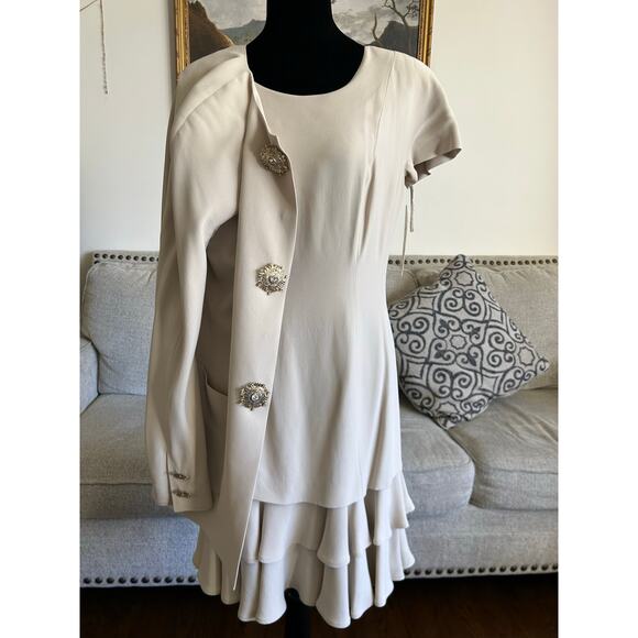 Mimmina 2 piece formal set wedding Victorian dress blazer vintage ruffle,  44 10 - Picture 11 of 16